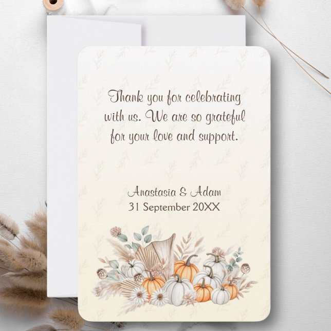 Carte De Remerciements Un Baby shower Boho Un Peu Citrouille (A Little Pumpkin Is On The Way Baby Shower Thank You Card)