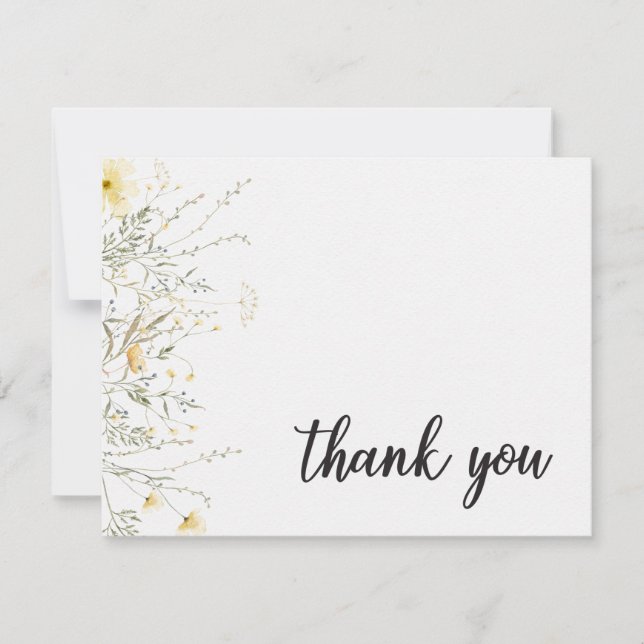 Carte De Remerciements Un Baby shower D'Aquarelle Jaune Un Peu Fleur sauv (Devant)