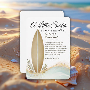 Carte De Remerciements Un Baby shower d'or minimaliste pour surfer