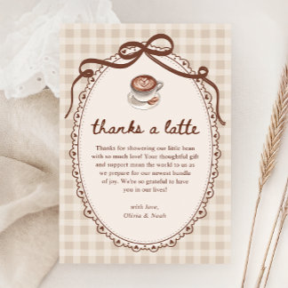 Carte De Remerciements Un bébé est en train de brasser Gingham Café Baby
