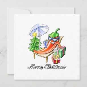 Carte De Remerciements Un bon Noël chili sous le soleil et l'arbre