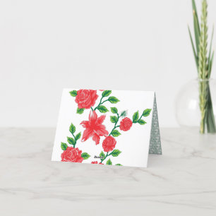 Carte De Remerciements un bouquet de fleurs rouges sur un arrière - plan