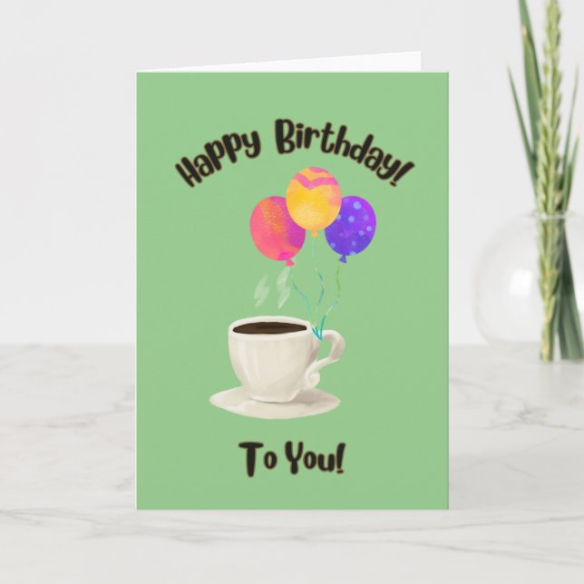 Carte De Remerciements Un Café Cute Conçu Pour Souhaiter Bon Anniversaire (Devant)
