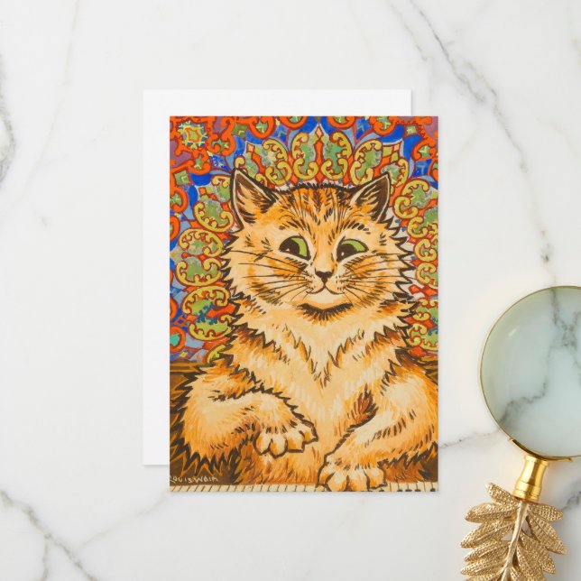 Carte De Remerciements Un chat joue au piano par Louis Wai (Devant/Arrière en situation)