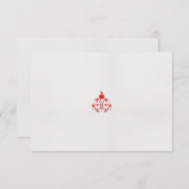 Carte De Remerciements un design de fleur rouge sur un arrière - plan bla (Devant / Derrière)