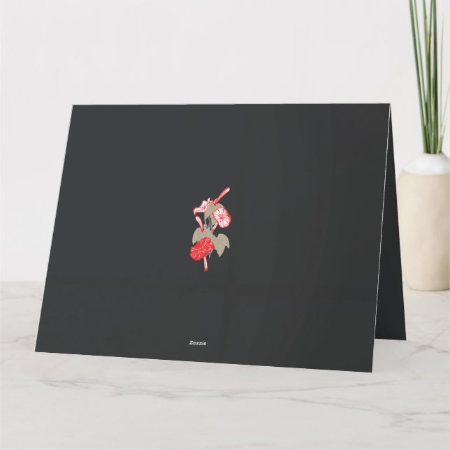 Carte De Remerciements un design de fleur rouge sur un arrière - plan bla (Dos)