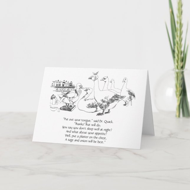 Carte De Remerciements Un Docteur En Canard Voit Des Patients (Devant)