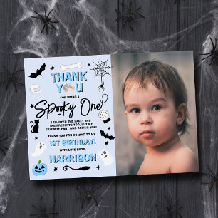 Carte De Remerciements Un effrayant ! Photo d'anniversaire des garçons Ha