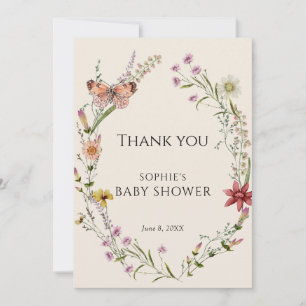 Carte De Remerciements Un fleur sauvage Souhaite Un Baby shower En Fleur