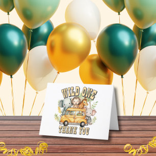 Carte De Remerciements Un garçon sauvage anniversaire animaux safari