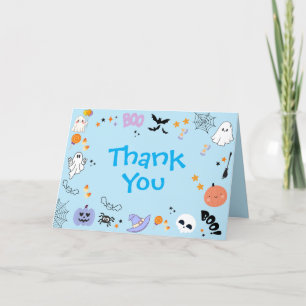 Carte De Remerciements Un joli fantôme bleu effrayant Halloween 1er anniv