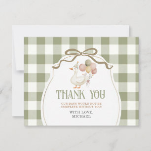 Carte De Remerciements Un joyeux anniversaire d'oie sage Gingham