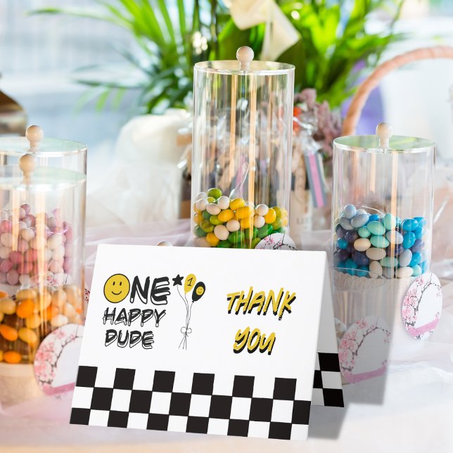 Carte De Remerciements Un joyeux Mec Jaune sourire premier garçon 1er ann (Créateur téléchargé)