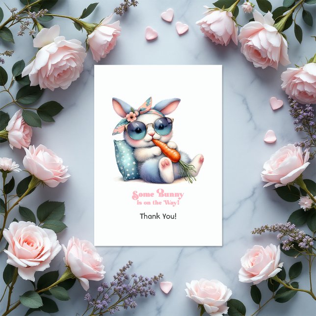 Carte De Remerciements Un lapin est en chemin Baby shower (Some Bunny Is On the Way Baby Shower Thank You Card)