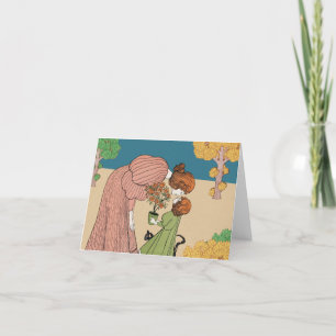 Carte De Remerciements Un moment en fleur - Mère Vintage et enfant