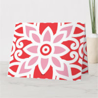 un motif rouge et blanc avec une fleur