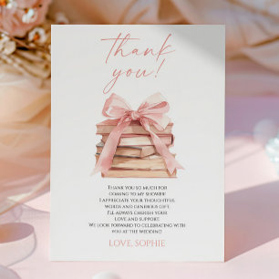 Carte De Remerciements Un nouveau chapitre commence Pink Bow Books Récept