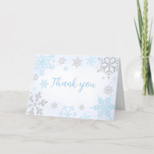 Carte De Remerciements Un petit Baby shower bleu Snowflake