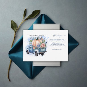 Carte De Remerciements Un petit Baby shower d'aquarelle bleu de camion Ci