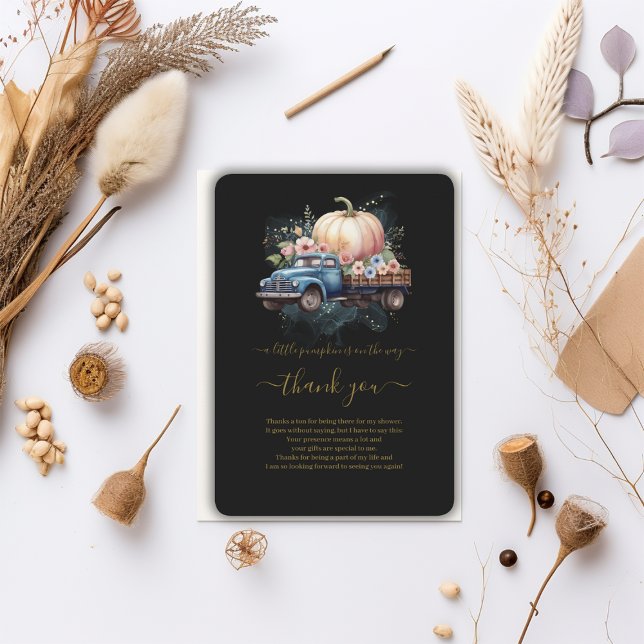 Carte De Remerciements Un petit Baby shower de camion écocarté Citrouille (Créateur téléchargé)