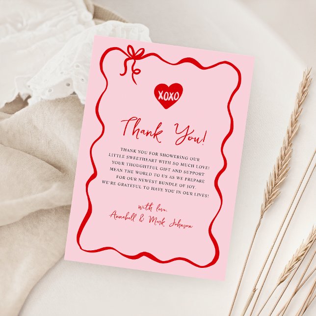 Carte De Remerciements Un petit Baby shower de Saint Valentin (Créateur téléchargé)