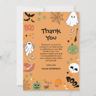 Carte De Remerciements Un Petit Baby shower D'Halloween Boo Cute Ghost