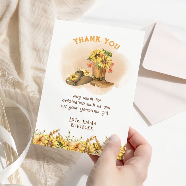 Carte De Remerciements Un petit Baby shower neutre occidental de cowboy (Créateur téléchargé)