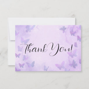 Carte De Remerciements Un petit Baby shower pourpre à papillon