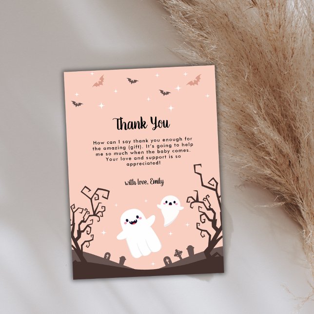 Carte De Remerciements Un Petit Boo Mignonne Est Presque À Baby shower (Cute A Little Boo Is Almost Due Baby Shower Thank You Card)