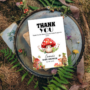 Carte De Remerciements un petit champignon Baby shower papillon de champi