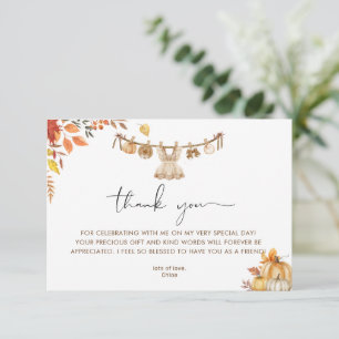Carte De Remerciements Un Petit Citrouille En Chemin, Baby shower De Boho