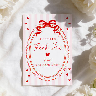 Carte De Remerciements Un petit cœur rose et rouge Baby Shower