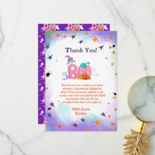 Carte De Remerciements Un petit fantôme Boo, chouette bébé Halloween merc
