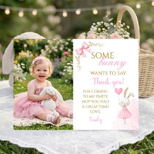 Carte De Remerciements Un petit lapin fête son premier anniversaire, phot