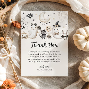 Carte De Remerciements Un petit livre est presque dû Baby shower d'Hallow