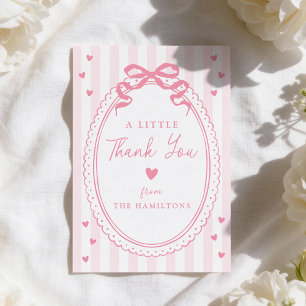 Carte De Remerciements Un petit noeud rose pour un bébé adorable