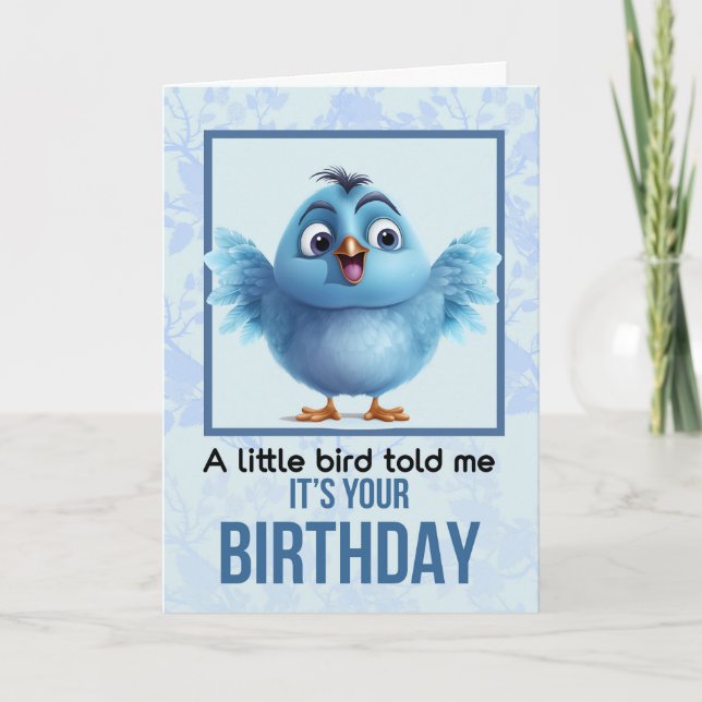 Carte De Remerciements Un petit oiseau m'a dit que c'est ton anniversaire (Devant)