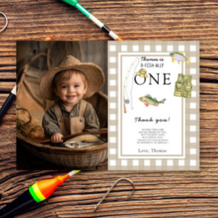 Carte De Remerciements Un petit pêcheur fête d'anniversaire