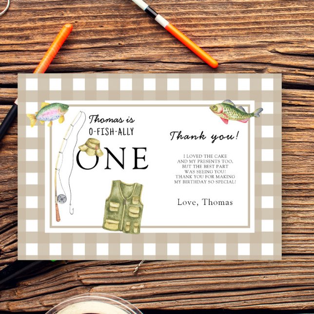 Carte De Remerciements Un petit pêcheur fête d'anniversaire (Créateur téléchargé)