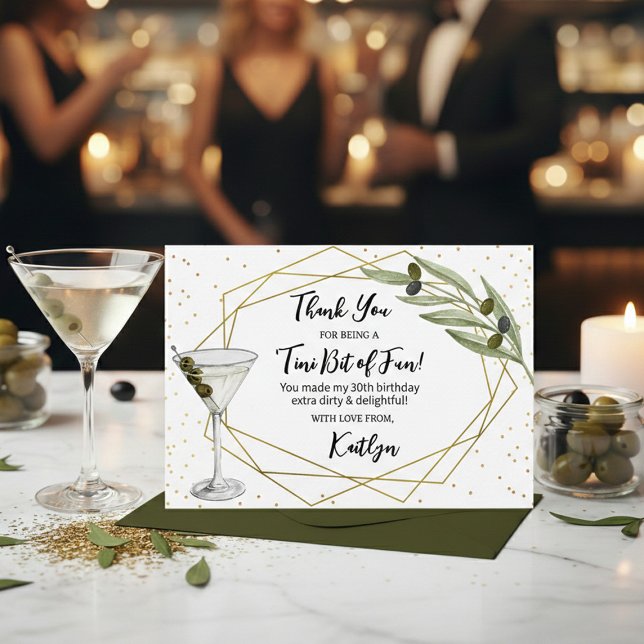 Carte De Remerciements Un Petit Peu De Fun Martini Soirée (Créateur téléchargé)