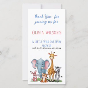 Carte De Remerciements Un petit safari sauvage C'est le baby shower de fi