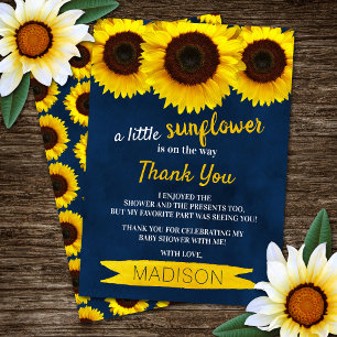 Carte De Remerciements Un Petit Tournesol Est En Route ! Baby shower