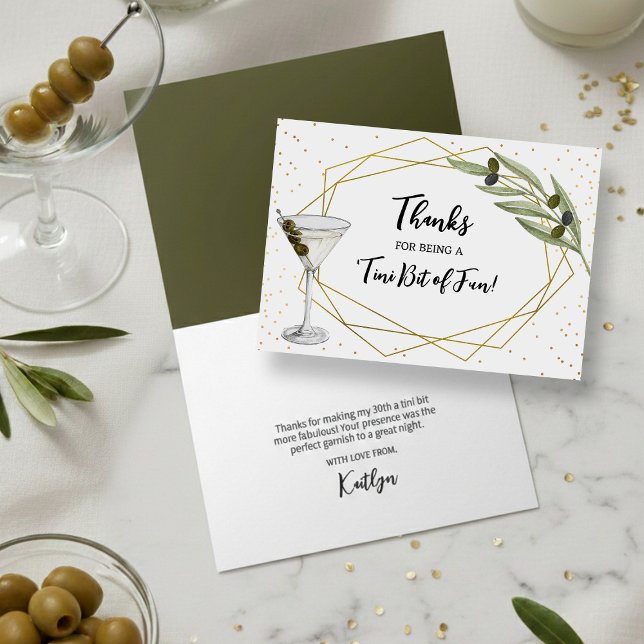 Carte De Remerciements Un peu d'amusement Soirée Martini (Créateur téléchargé)