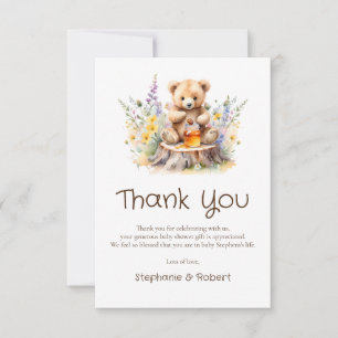Carte De Remerciements Un peu de miel en chemin Ours en peluche Baby Show