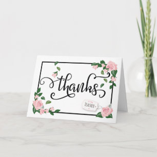 Carte De Remerciements Un professeur avec ses élégantes roses roses roses