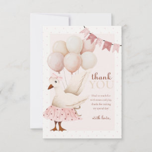 Carte De Remerciements Un Silencieux Goose Pink Pastel 1er Anniversaire