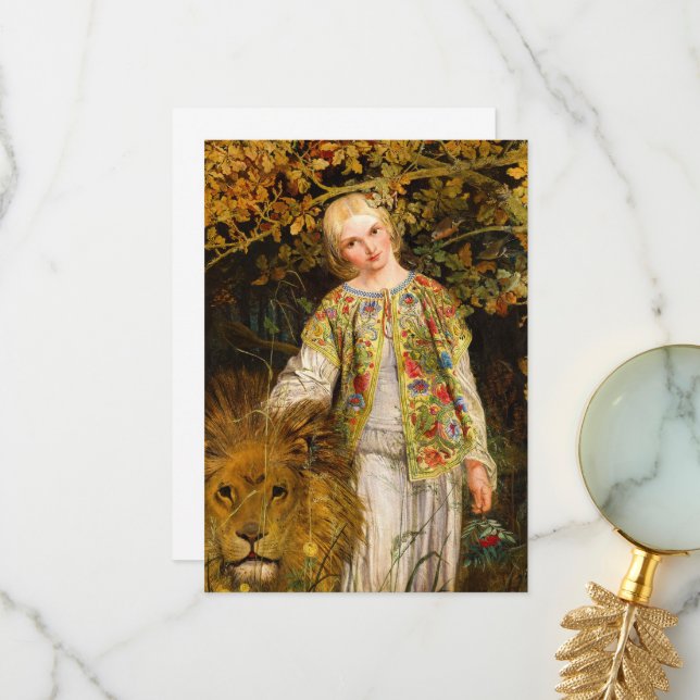 Carte De Remerciements Una et le Lion, 1860 par William Bell Scott (Devant/Arrière en situation)