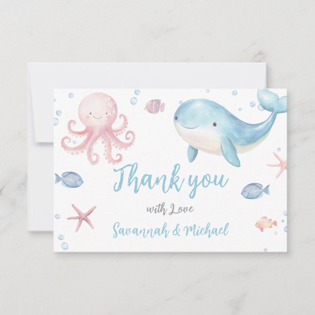 Carte De Remerciements Under the Sea Baby Shower (Devant)