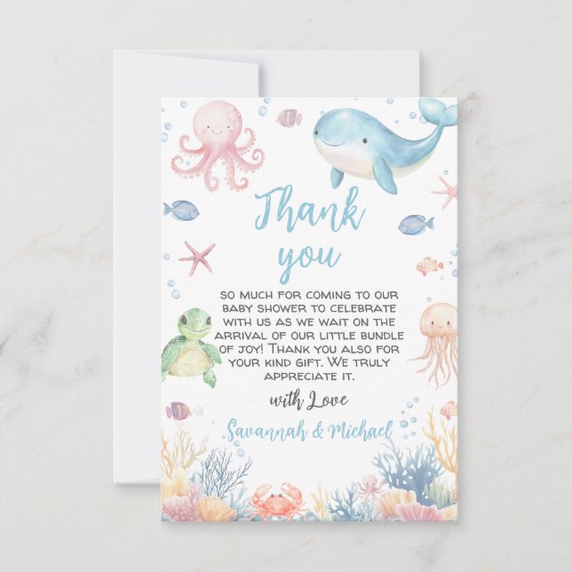 Carte De Remerciements Under the Sea Baby Shower (Devant)