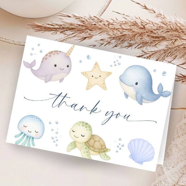 Carte De Remerciements Under The Sea Baby Shower Ocean Thank You Card (Créateur téléchargé)